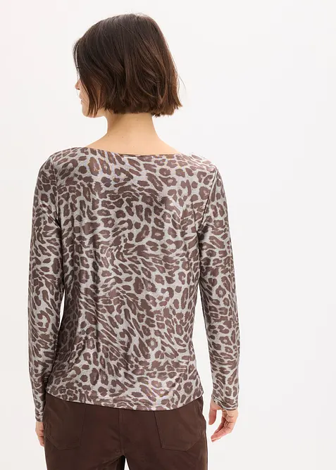 Leopard-topp med glanstrykk, bonprix