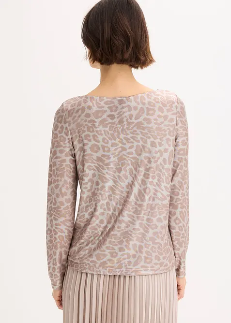 Leopard-topp med glanstrykk, bonprix