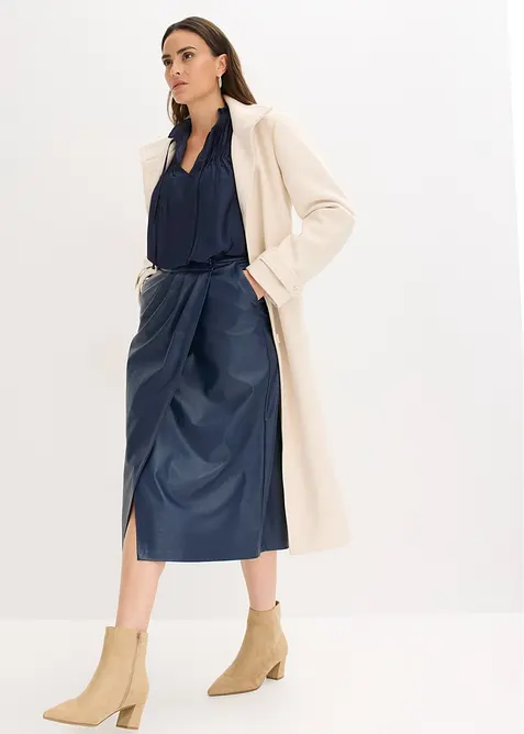 Tunika i glinsende sateng med biser, bonprix