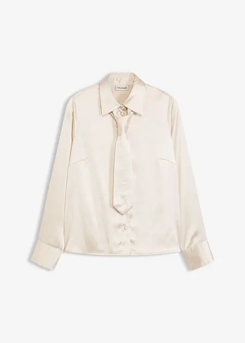 Skjorte i sateng med avtagbart slips (2-delt sett), bonprix