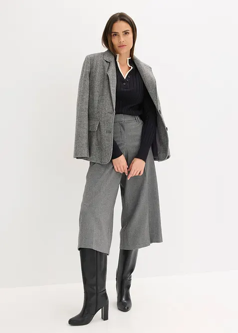 Ribbet, finstrikket genser med viskose i 2-i-1-stil, bonprix