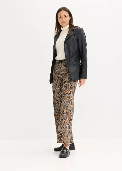 Wide Leg-stretchbukse med bomull, bonprix