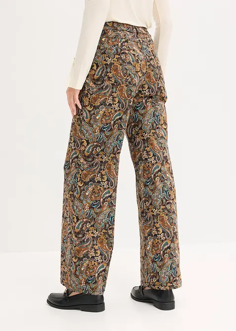 Wide Leg-stretchbukse med bomull, bonprix