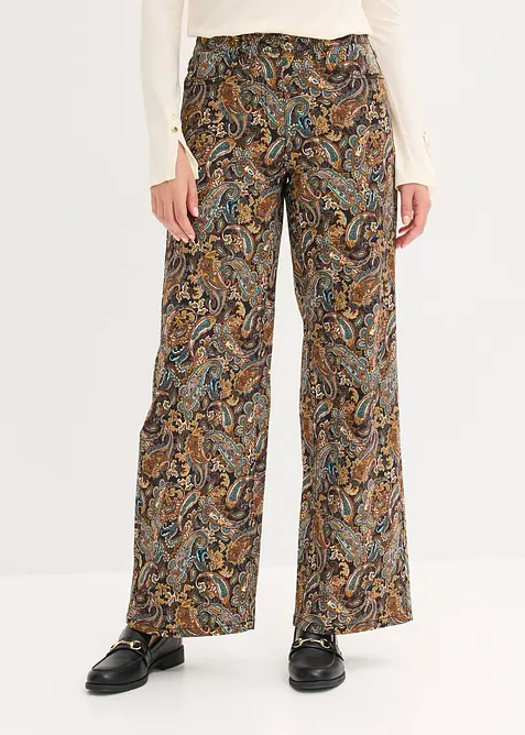 Wide Leg-stretchbukse med bomull, bonprix