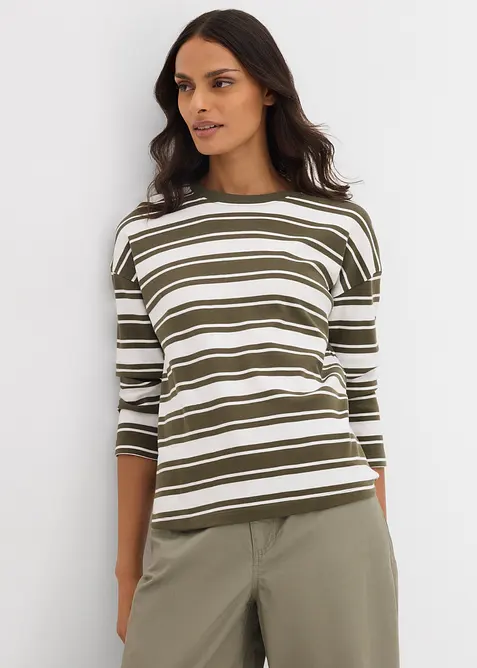 Oversized, langermet topp i 100% bomull, bonprix