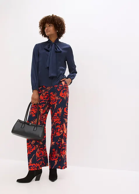 Bluse med sl&oslash;yfe av lett sateng, bonprix