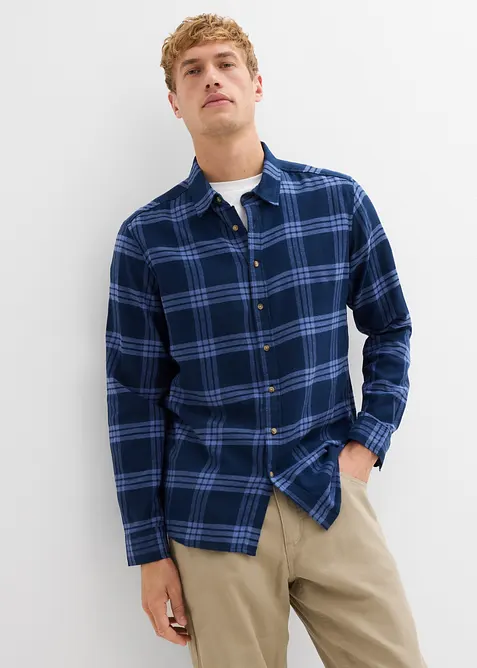 Langermet flanellskjorte i 100% økologisk bomull, bonprix