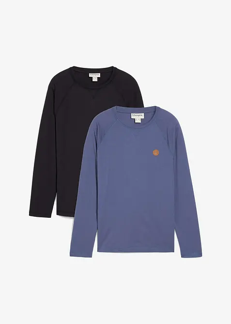 Langermet shirt i 100% økologisk bomull (2-pack), bonprix