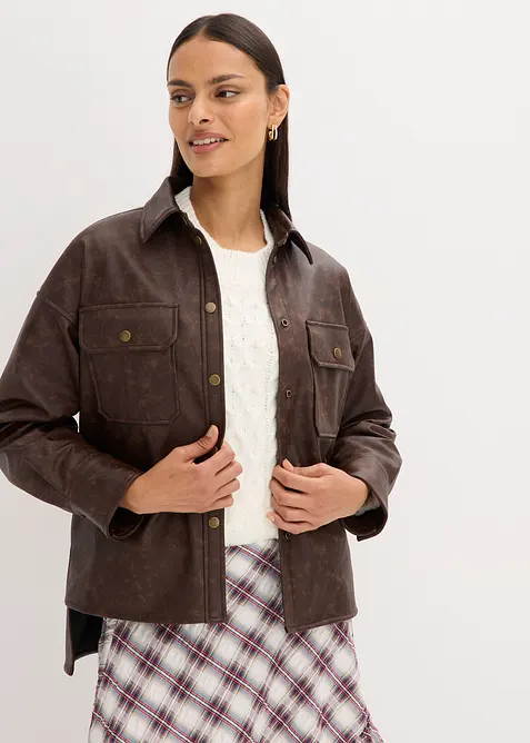 Skjorte av imitert skinn i used look, bonprix