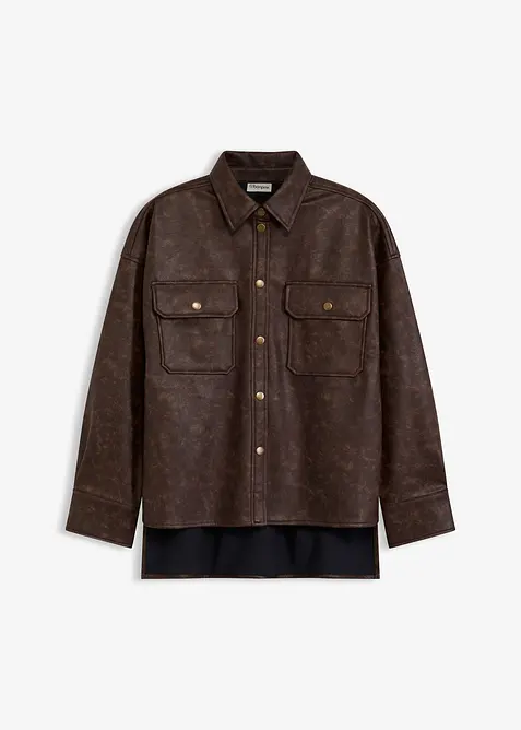 Skjorte av imitert skinn i used look, bonprix