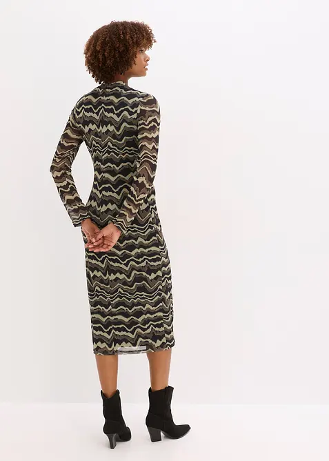 Midikjole i myk mesh, bonprix