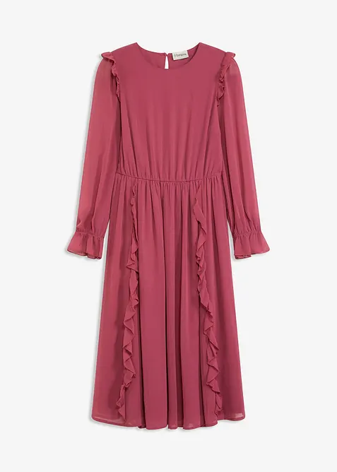 Chiffonkjole med volanger, bonprix