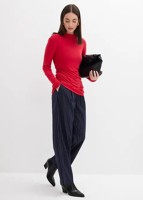 Ribbestrikket topp med rynking, bonprix