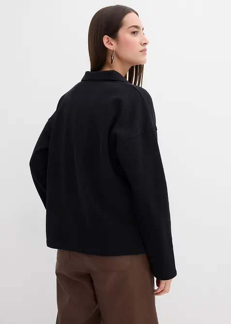 Sweatshirt i økologisk bomull med krage, bonprix