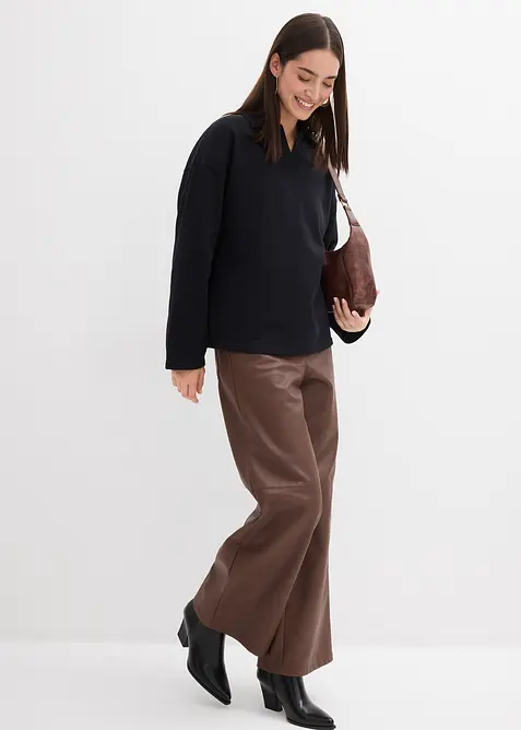 Sweatshirt i økologisk bomull med krage, bonprix