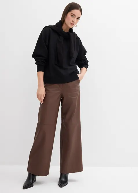 Sweatshirt med vid ribbekrage, av &oslash;kologisk bomull, bonprix