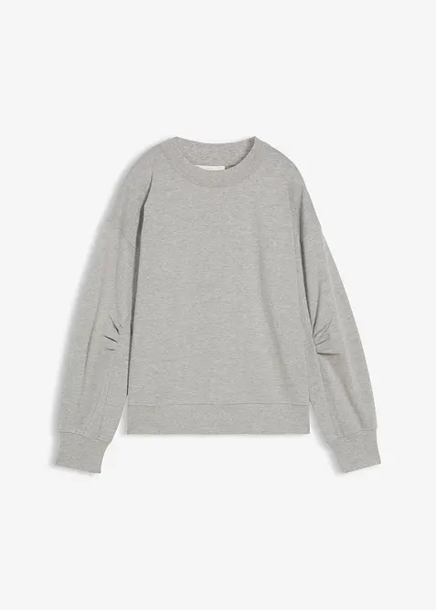 Sweatshirt med vid ribbekrage, av økologisk bomull, bonprix