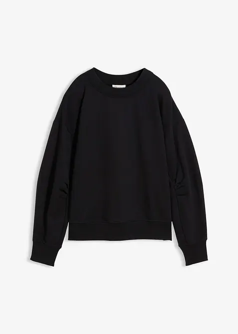 Sweatshirt med vid ribbekrage, av &oslash;kologisk bomull, bonprix