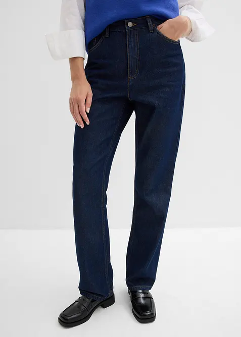 Straight Jeans, High Waist, Long av økologisk bomull, bonprix