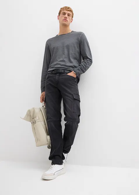 Langermet shirt i vasket materiale (2-pack), bonprix