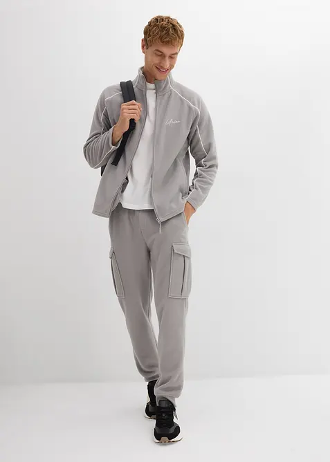 Varm fleecejakke med sporty detaljer, bonprix