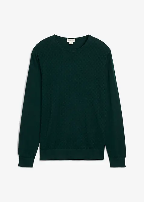 Finstrikket genser med uts&oslash;kt merinoull, bonprix