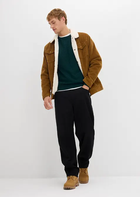 Finstrikket genser med uts&oslash;kt merinoull, bonprix