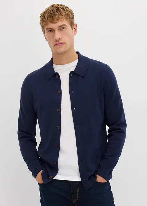 Finstrikket cardigan med utsøkt merinoull, Slim Fit, bonprix