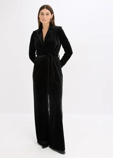 Jersey-jumpsuit av lett fløyel, bonprix