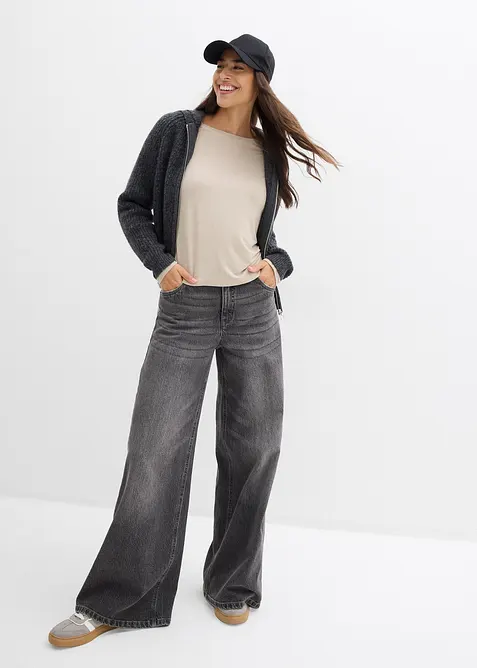 Oversized topp i lett viskose-/elastanmiks, bonprix