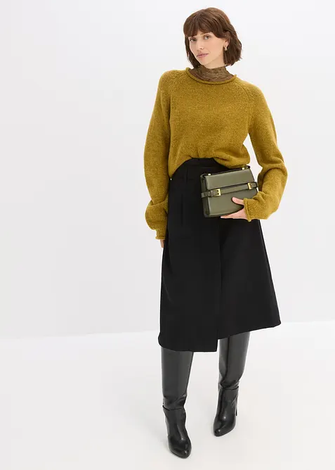 Legglangt skjørt i viskosemiks, bonprix