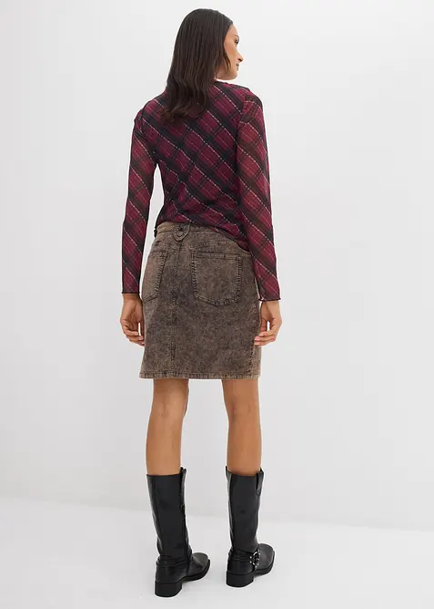 Kort kordfløyelskjørt i vasket stil, bonprix