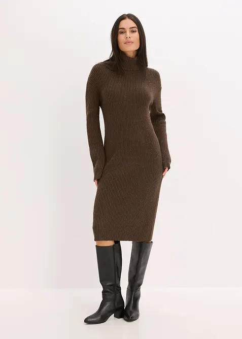 Strikkekjole med rullekrage, bonprix