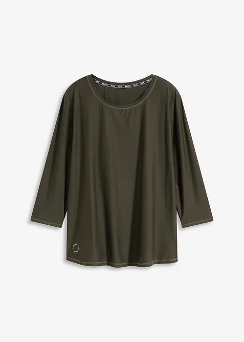 Myk topp i funksjonsmateriale med 3/4-lange ermer, hurtigt&oslash;rkende, bonprix