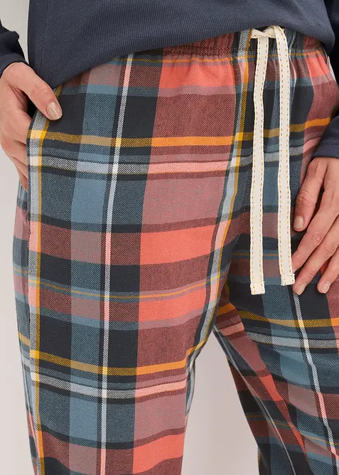 Pyjamas med ribbetopp og flanellbukse med glittergarn, bonprix