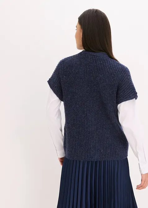 Strikkevest med dekorative knapper og ullandel, bonprix