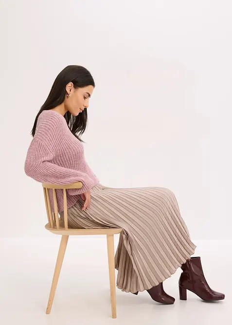 Kort strikkejakke med glittergarn og ullandel, bonprix