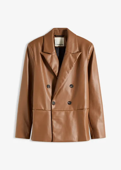 Oversized blazer i imitert skinn, bonprix