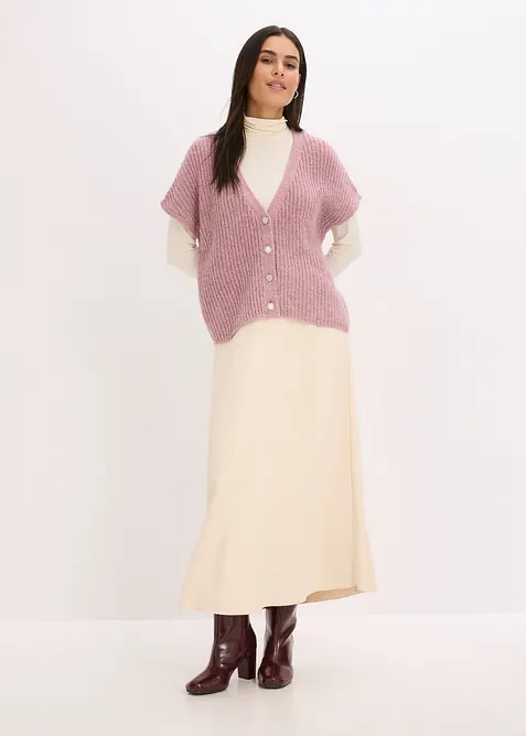 Strikkevest med dekorative knapper og ullandel, bonprix