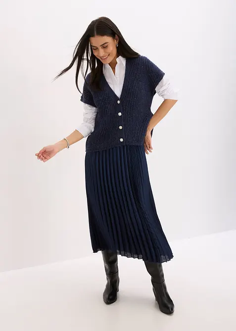 Strikkevest med dekorative knapper og ullandel, bonprix