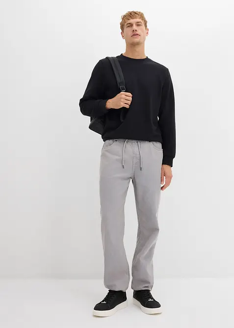 Relaxed Fit-pull on-bukse i 100% bomullstwill,  Tapered, bonprix