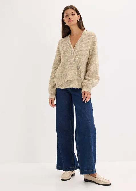 Grovstrikket jakke av myk ullmiks, bonprix