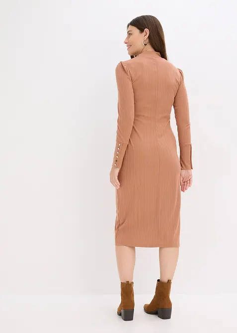 Ribbet jerseykjole i viskosemiks, bonprix