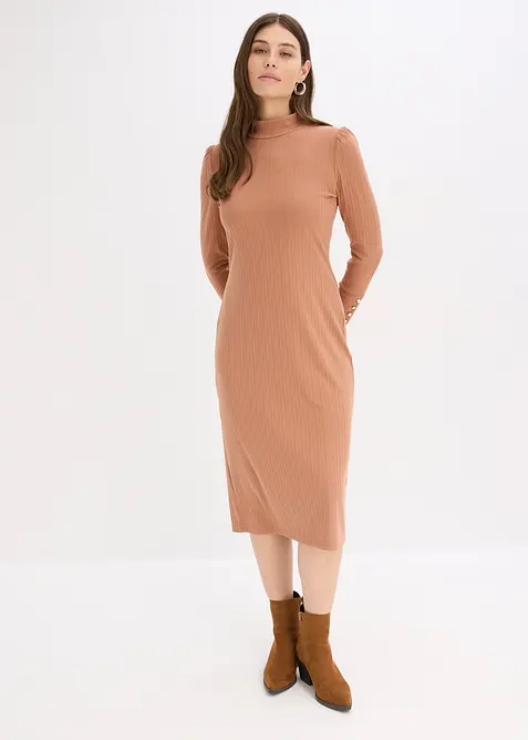 Ribbet jerseykjole i viskosemiks, bonprix