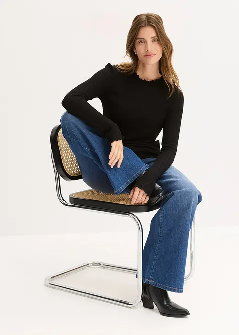 Ribbestrikket topp av viskosemiks, bonprix