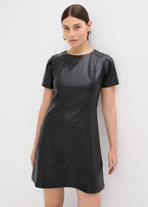 Kort kjole i imitert skinn, bonprix