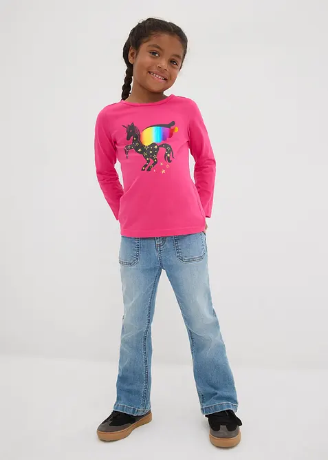 Langermet shirt av økologisk bomull for barn (2-pack), bonprix