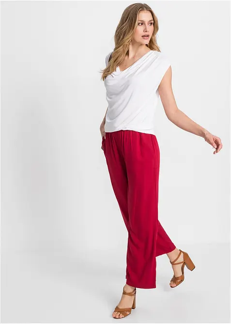 Topp i viskosemiks med drapert utringning, bonprix