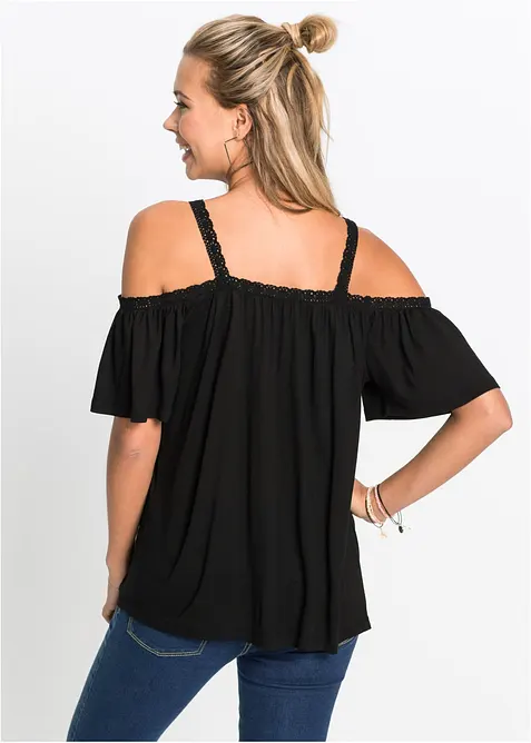 Cold shoulder-topp i myk viskose, bonprix