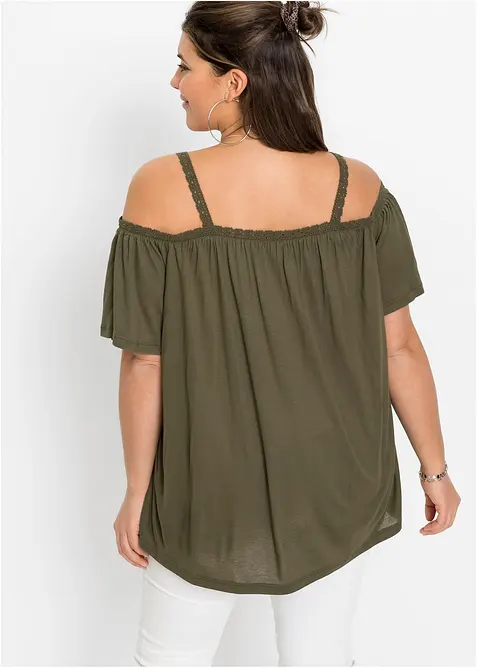 Cold shoulder-topp i myk viskose, bonprix